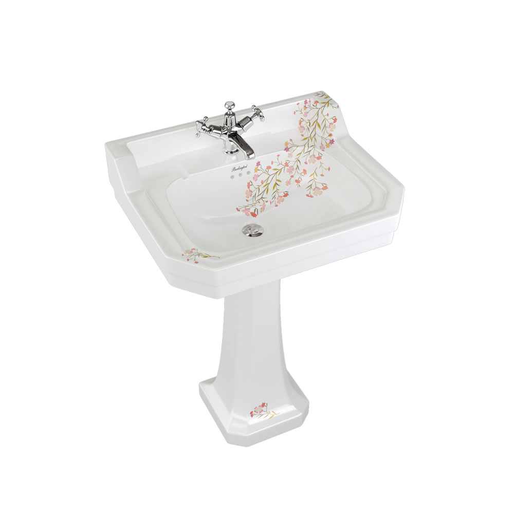 Bespoke Oriental Blossom Edwardian 61cm Basin with Standard Pedestal